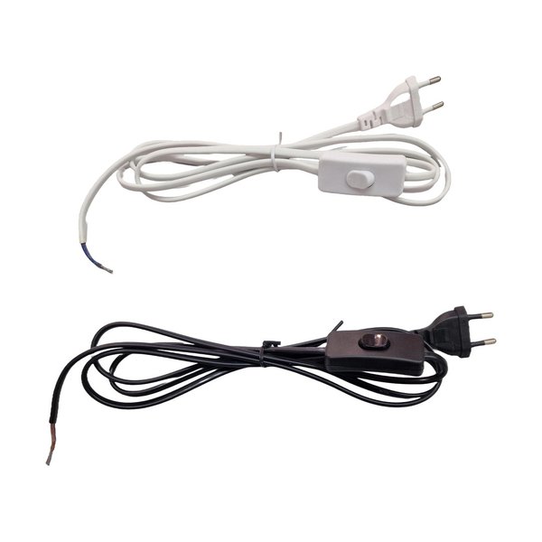 Kabel mit Stecker und Schalter 1.8m weiss / schwarz