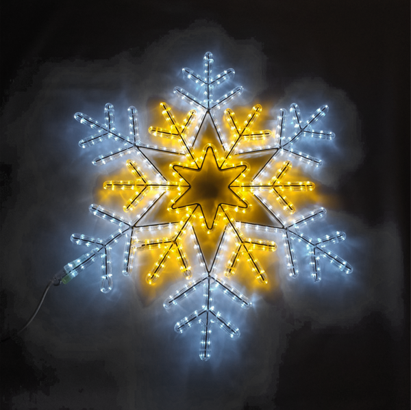 LED grosse Schneeflocke mit Mittelstern zweifarbig